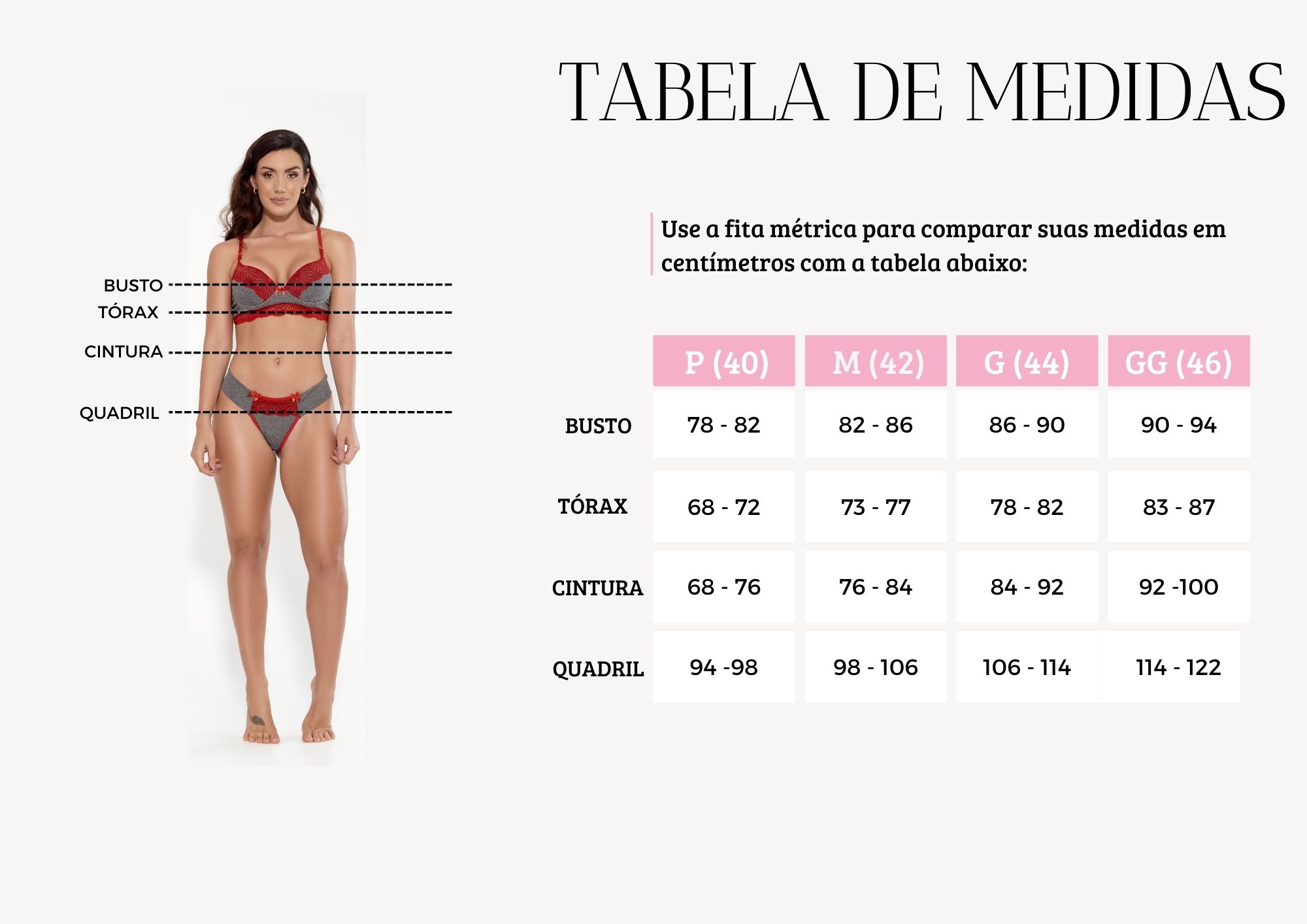 Loja Online De Empire Lingerie Guia De Medidas 3770